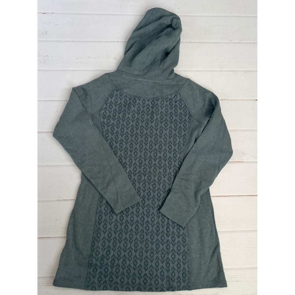 Prana Womens Size Large Geometric Print Pullover Hoodie Daily Tunic Dress Blue